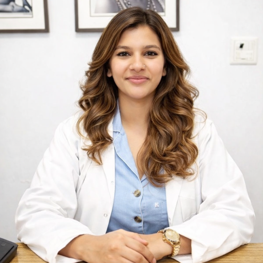 Confident woman in lab coat